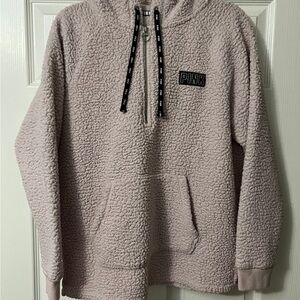 Victoria’s Secret PINK Sherpa Hoodie Pullover Quarter Zip Size S